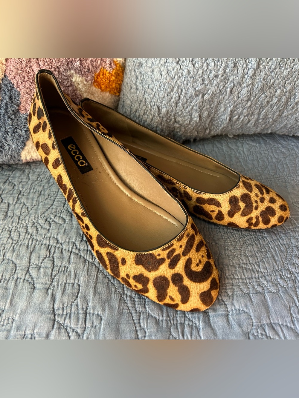 ecco leopard spot flats, size 38
